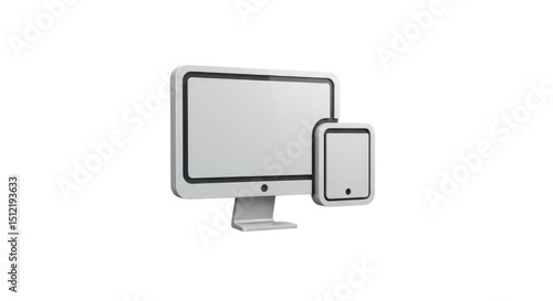 Two electronic devices black and white graphic image
