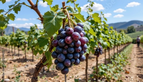 Wallpaper Mural Ripe Blue Grapes Hanging from a Vine in a Lush Vineyard Under a Clear Blue Sky Torontodigital.ca