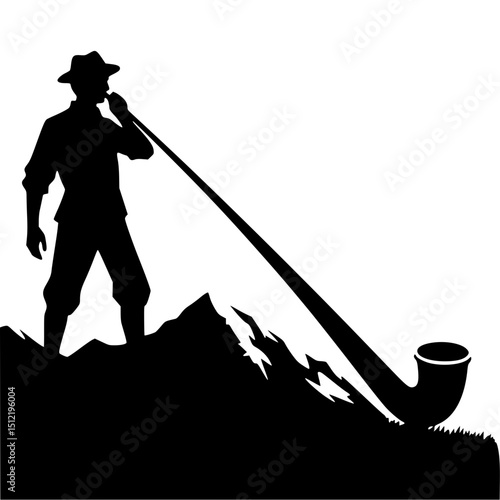 Swiss Alphorn Player Clipart SVG