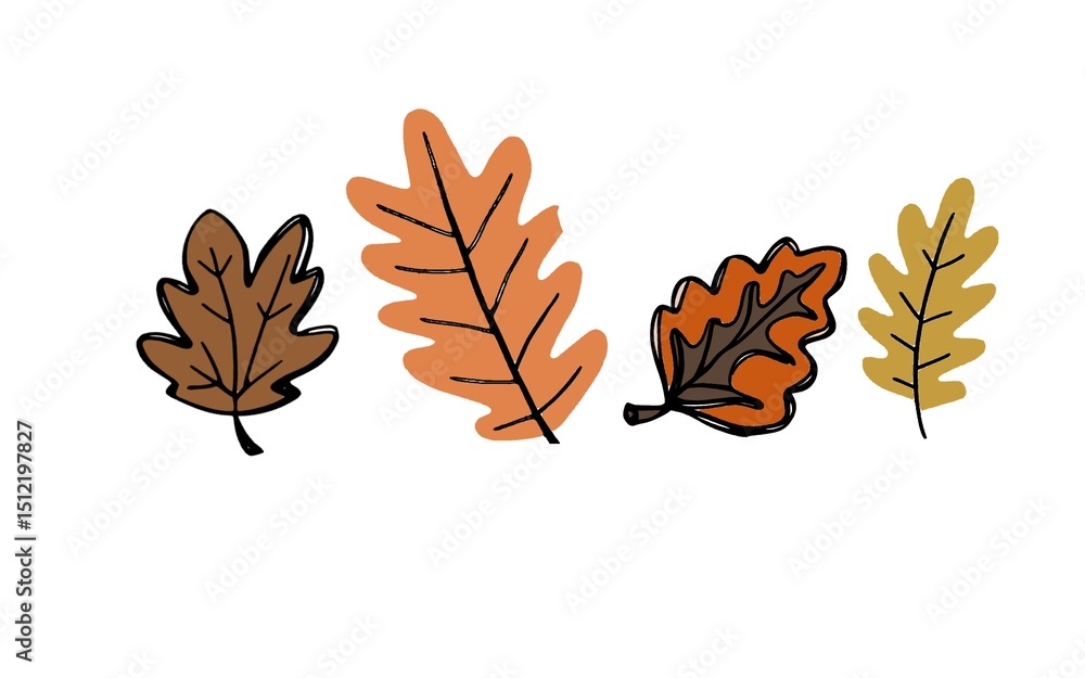 Obraz premium set of autumn leaves. Autumn Leaf Clipart: A set of cute autumn-themed leaf illustrations, ideal for greeting cards, scrapbooking, or other craft projects.