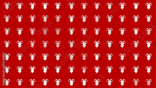 Seamless Repeat Pattern of  Krampus Character Silhouette on Red and White Grunge Background