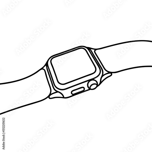 Smartwatch illustration, line art style, monochrome, for app design