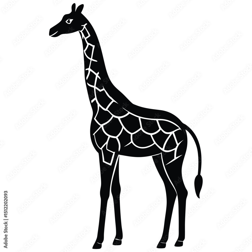 Naklejka premium Elegant Giraffe Silhouette A Majestic African Animal Vector Illustration