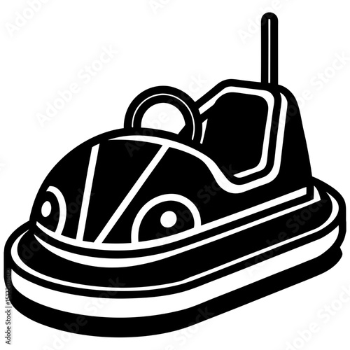 Black and white illustration of a bumper car ride