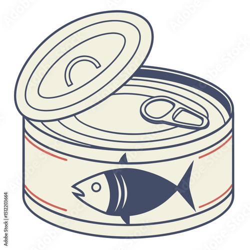Open can of tuna fish illustration simple design