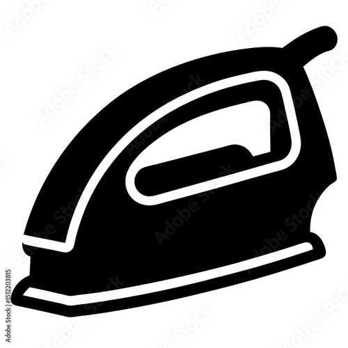 Simple black and white iron icon for laundry and household cleaning