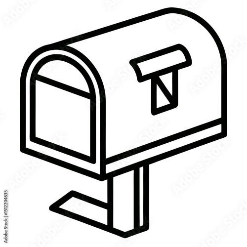 Isometric line art illustration of a postbox on a stand