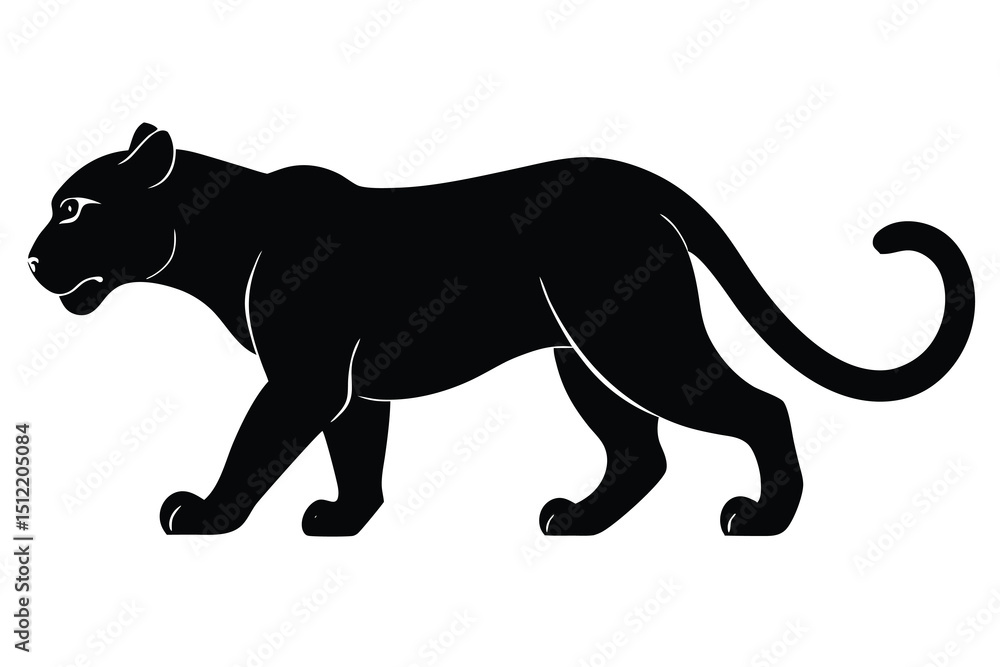 Obraz premium Majestic Black Panther Silhouette Elegant Wildlife Vector Illustration
