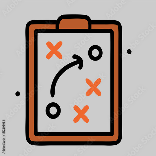Basketball strategy board in icon vector format. Best for coaching materials, team planning, and sports education tools.