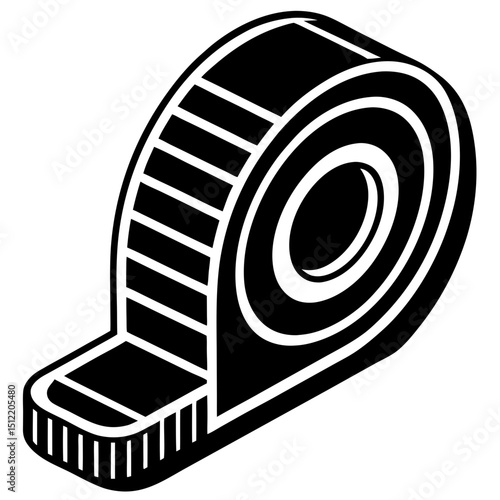 Isometric illustration of a roll of adhesive tape dispenser
