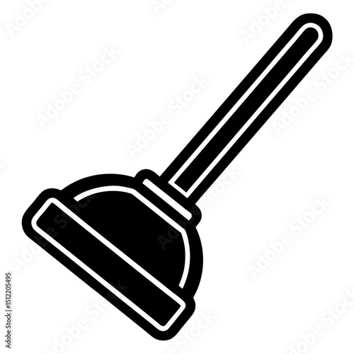 Black and white plunger icon for plumbing repair and maintenance