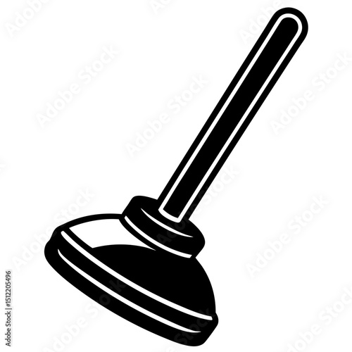 Black and white plunger icon for plumbing repair and maintenance
