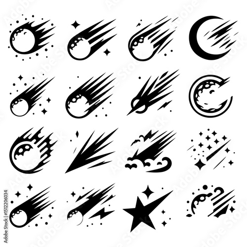 The seamless motion of glowing meteors in digital futuristic composition
