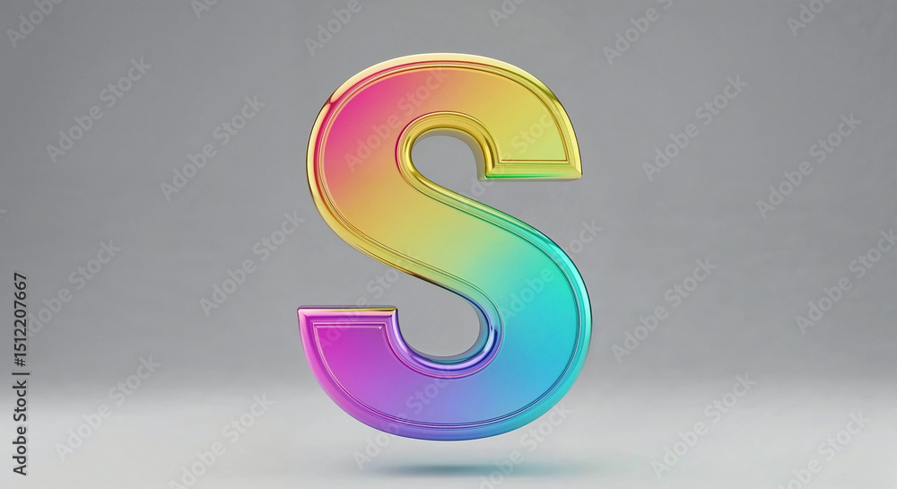 Naklejka premium Rainbow gradient letter s floating on gray background