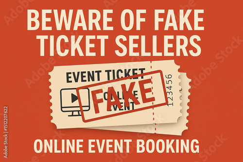 A warning about counterfeit ticket sellers, emphasizing the importance of verifying authenticity while booking tickets online. Be cautious and informed to avoid scams.