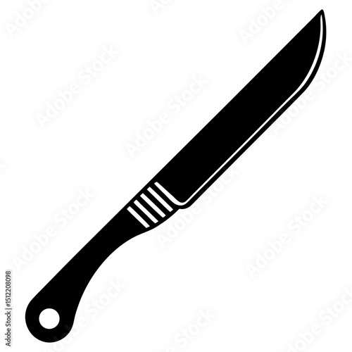 Illustration of a black knife with a hole in the handle end silhouette