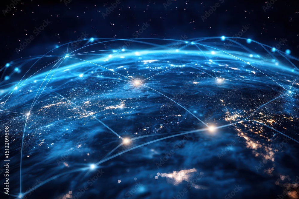 Fototapeta premium Global wireless network and internet connection concept