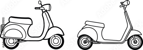 urban commuter scooter in black and silver, minimalist and compact design, side view isolated on white background, perfect for advertising and product showcases
