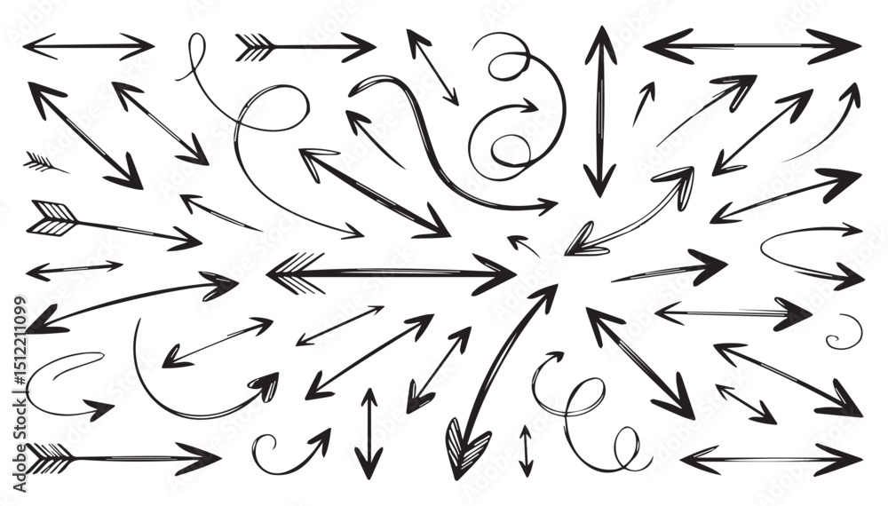 Hand drawn arrow collection diverse styles design elements Hand drawn arrow collection diverse styles design elements