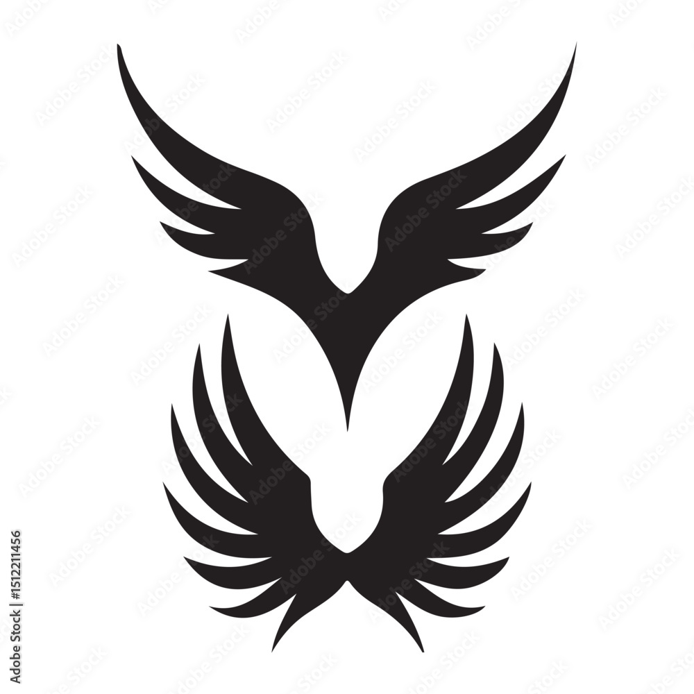 Fototapeta premium wing vector set, wing logo designs. Various artistic wing illustrations, bird, angel, bat, eagle, and minimalist wing icons for branding, tattoos,