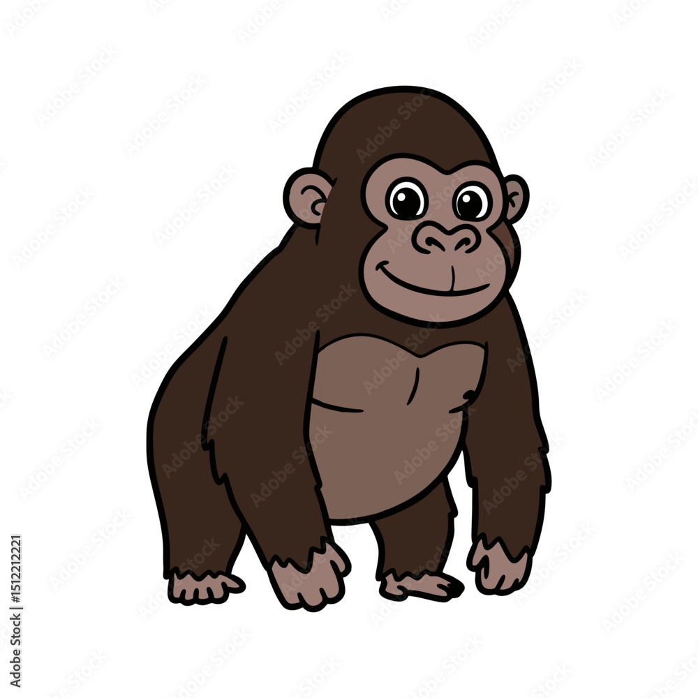 Naklejka premium illustration of a happy cartoon style gorilla