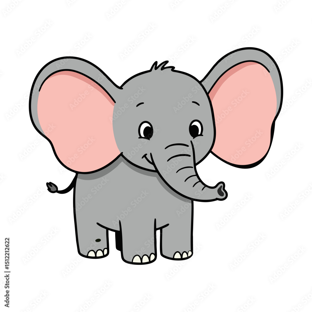 DRAWING OF A CHILDREN'S ELEPHANT WITH A WHITE BACKGROUND DRAWING OF A CHILDREN'S ELEPHANT WITH A WHITE BACKGROUND