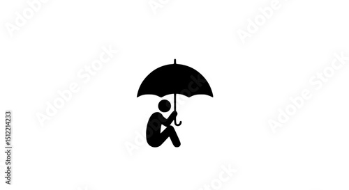 Under parasol black and white icon