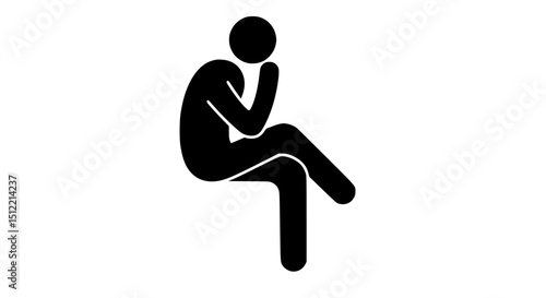 Person sitting cross-legged black and white icon