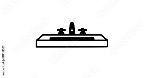 Modern bathroom water sink fixture black and white icon