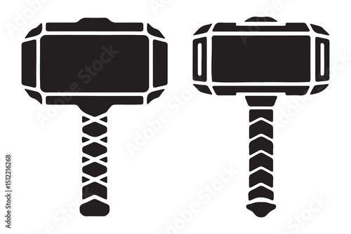 Two mjolnir hammer silhouettes in different styles