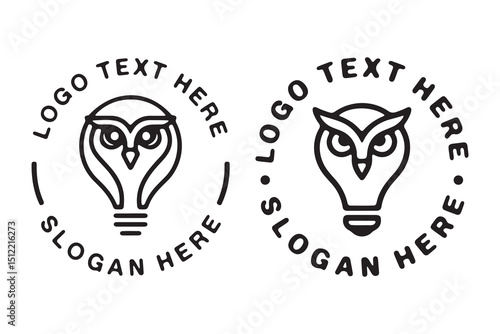 Owl inside lightbulb logo silhouette design