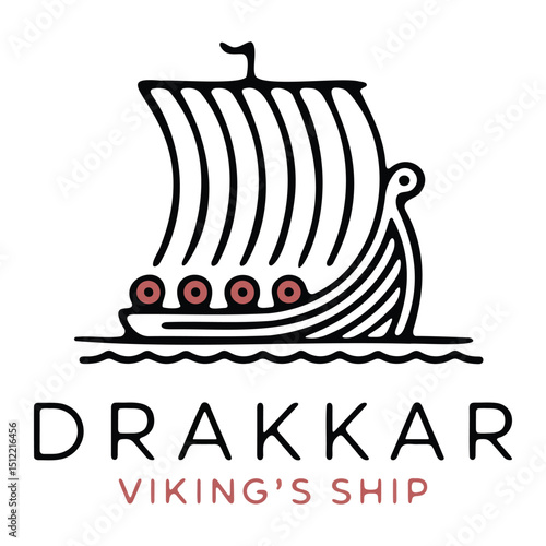 Viking drakkar ship silhouette illustration
