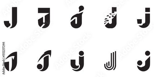 Ten creative black j letter logo designs