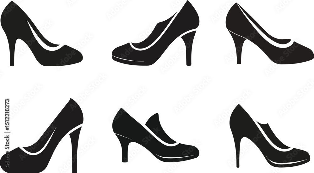 A stylish collection of women's high-heel shoes, featuring diverse designs and elegant silhouettes, isolated for fashion and beauty illustrations A stylish collection of women's high-heel shoes, featuring diverse designs and elegant silhouettes, isolated for fashion and beauty illustrations