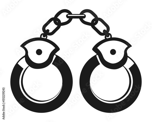 Black Handcuffs Vector Illustration on a Black Background for Law Enforcement