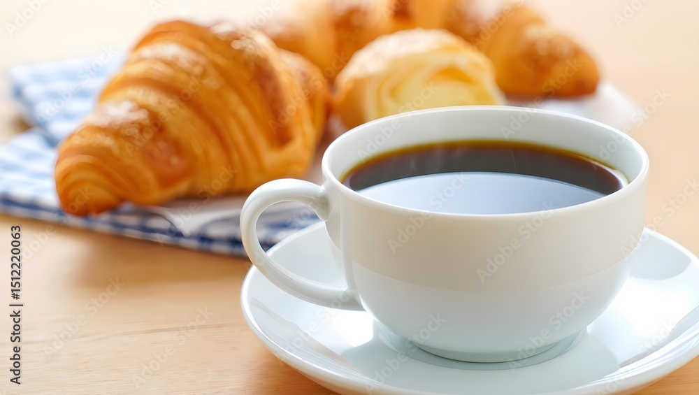 cup of coffee and croissant cup of coffee and croissant