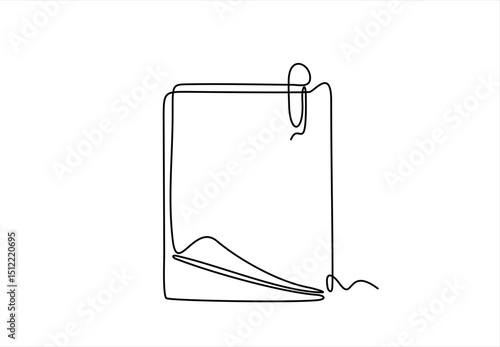 papers with paper clip continuous one line drawing, Paper note with clip in flat style. Note paper pieces vector illustration on isolated background.  editable stroke
