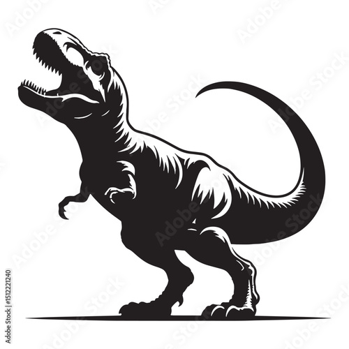 Ground-shaking Tyrannosaurus silhouette with primal strength – Tyrannosaurus illustration – Minimalist Tyrannosaurus vector – Dinosaur silhouette

