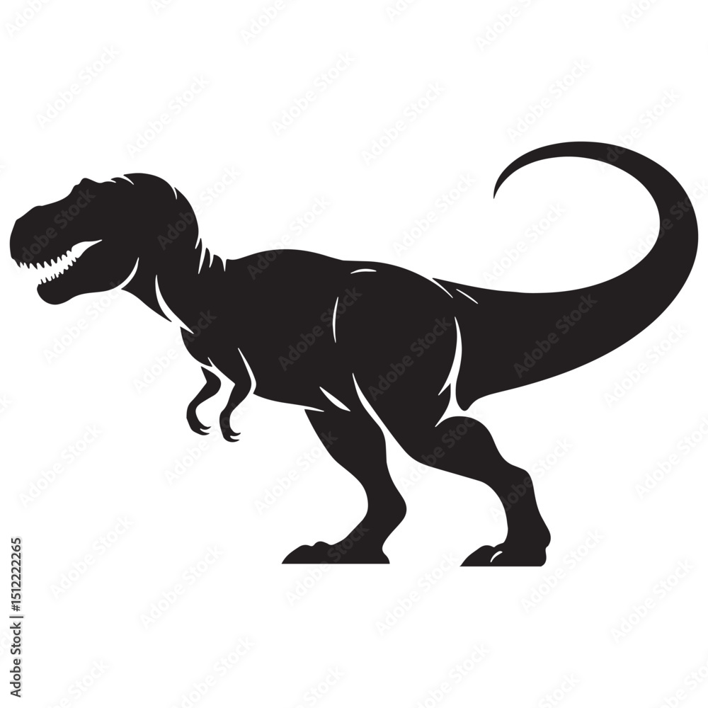 Obraz premium Fierce Tyrannosaurus silhouette with ancient power – Tyrannosaurus illustration – Minimalist Tyrannosaurus vector – Dinosaur silhouette