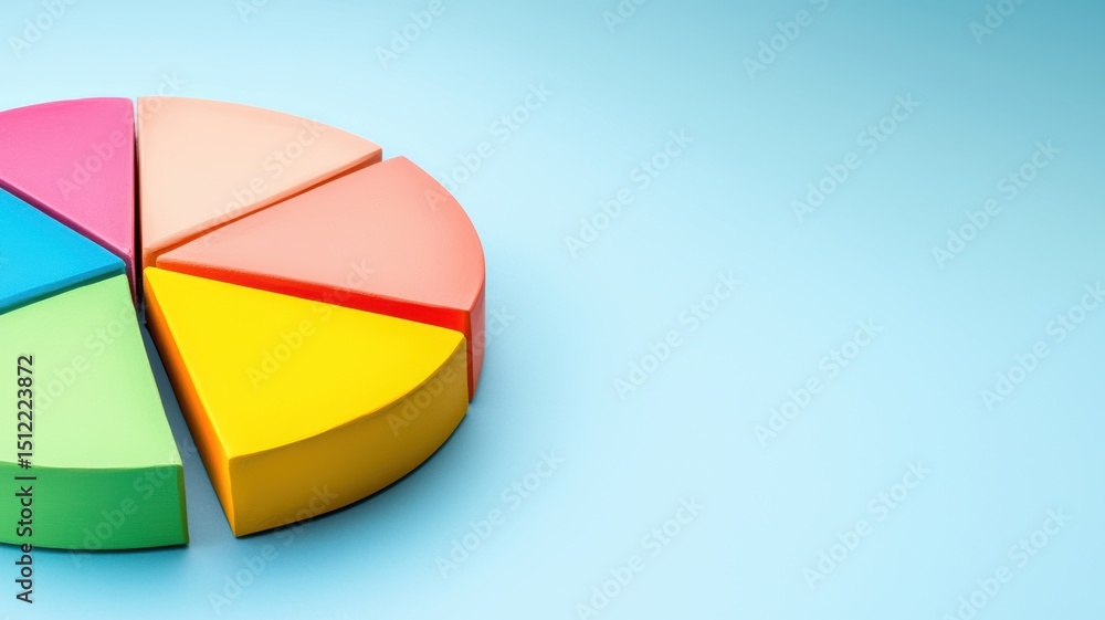 Fototapeta premium project management budget efficiency concept. Colorful pie chart on a gradient background representing data visualization.
