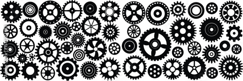 "Black Gear Icon Vector Set – Engineering & Mechanical Cogwheel Collection"

