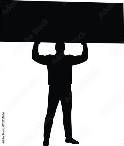 Silhouette of a determined person lifting a heavy load, symbolizing strength, effort, and perseverance in monochrome style

