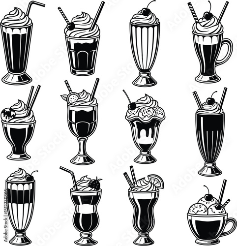 Milkshake Silhouette Vector Icon - Minimalist Drink & Dessert Symbol
