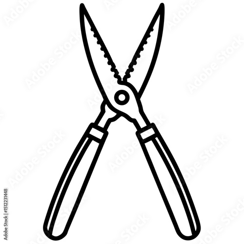 Hedge Shears Silhouette Vector on White