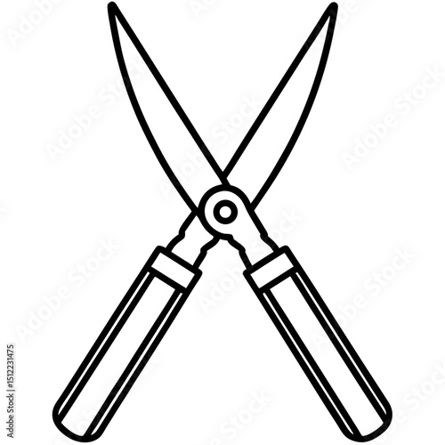 Hedge Shears Silhouette Vector on White