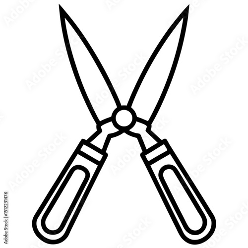 Hedge Shears Silhouette Vector on White