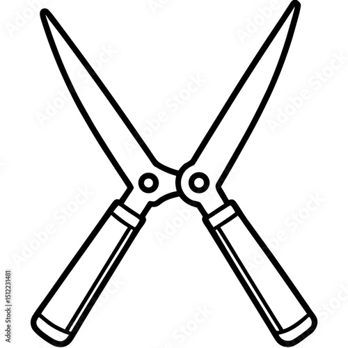 Hedge Shears Silhouette Vector on White