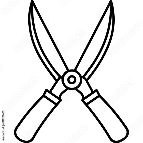 Hedge Shears Silhouette Vector on White