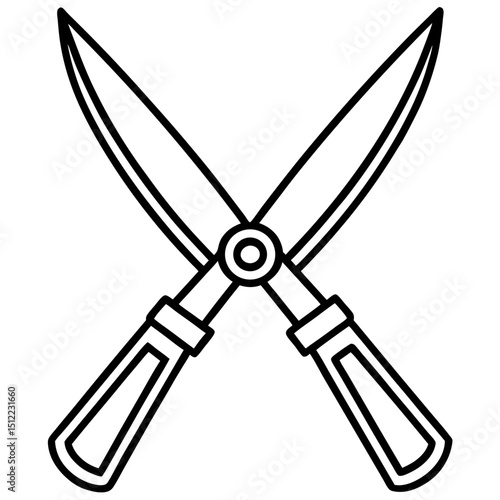 Hedge Shears Silhouette Vector on White