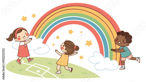 Energetic Parade Scene of Children Celebrating Togetherness and Fun
